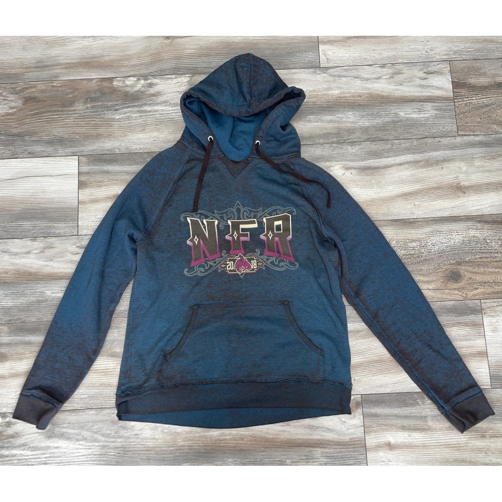 National Finals Rodeo 2018 NFR 60th Anniversary Hoodie Brown Blue Womens Medium